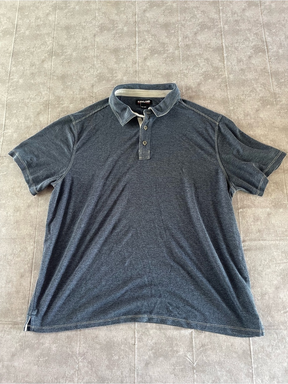 Kirkland Signature Heathered Navy Polo with Contrast Collar